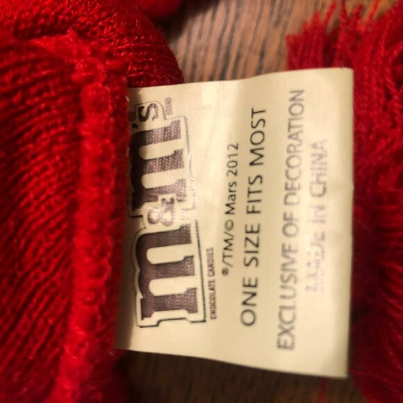 M&M's Brand Chocolate Candies Red Face Beanie Hat - Picture 4 of 4